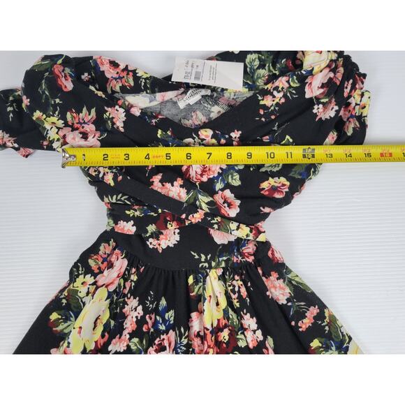 NWT Unique‎ Vintage Floral Black Pink Rose Stretch Spring Dress Womens XS/2 - Picture 8 of 9